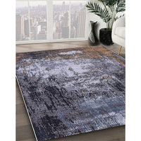 Mid-Century Modern Charcoal Blue Oriental Rug, urb2784