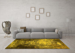 Machine Washable Oriental Yellow Industrial Rug in a Living Room, wshurb2784yw