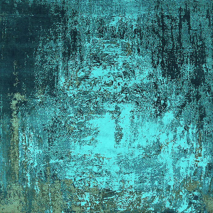 Machine Washable Oriental Turquoise Industrial Area Rugs, wshurb2784turq