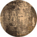 Round Oriental Brown Industrial Rug, urb2784brn