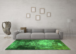 Machine Washable Oriental Green Industrial Area Rugs in a Living Room,, wshurb2784grn