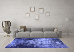 Machine Washable Oriental Blue Industrial Rug in a Living Room, wshurb2784blu