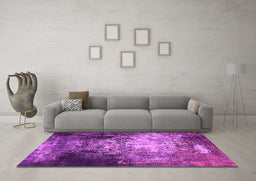 Machine Washable Oriental Pink Industrial Rug in a Living Room, wshurb2784pnk