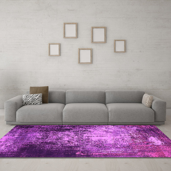 Machine Washable Oriental Pink Industrial Rug in a Living Room, wshurb2784pnk