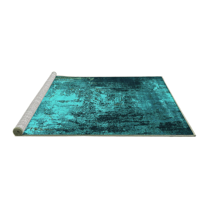 Sideview of Machine Washable Oriental Turquoise Industrial Area Rugs, wshurb2784turq