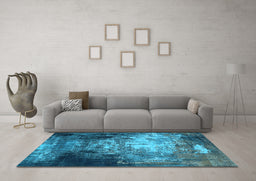 Machine Washable Oriental Light Blue Industrial Rug in a Living Room, wshurb2784lblu