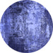 Round Oriental Blue Industrial Rug, urb2784blu