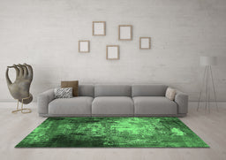 Machine Washable Oriental Emerald Green Industrial Area Rugs in a Living Room,, wshurb2784emgrn