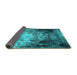 Sideview of Oriental Turquoise Industrial Rug, urb2784turq