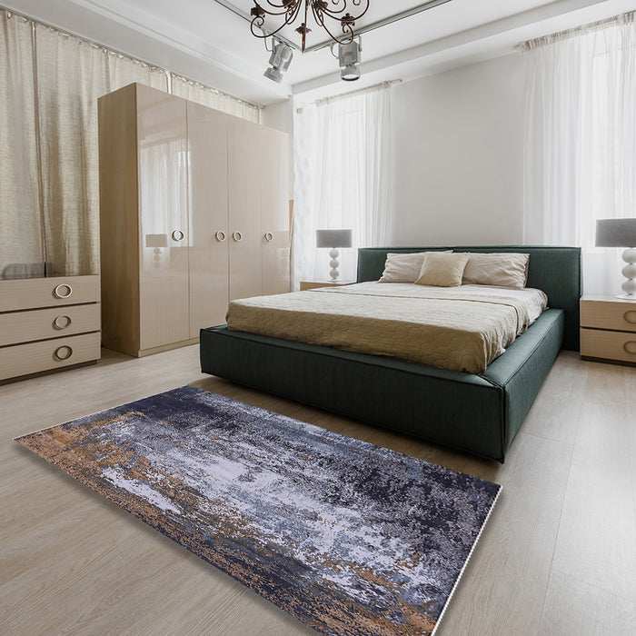 Machine Washable Industrial Modern Charcoal Blue Rug in a Bedroom, wshurb2784