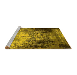 Sideview of Machine Washable Oriental Yellow Industrial Rug, wshurb2784yw