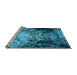 Sideview of Machine Washable Oriental Light Blue Industrial Rug, wshurb2784lblu
