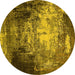 Round Oriental Yellow Industrial Rug, urb2784yw