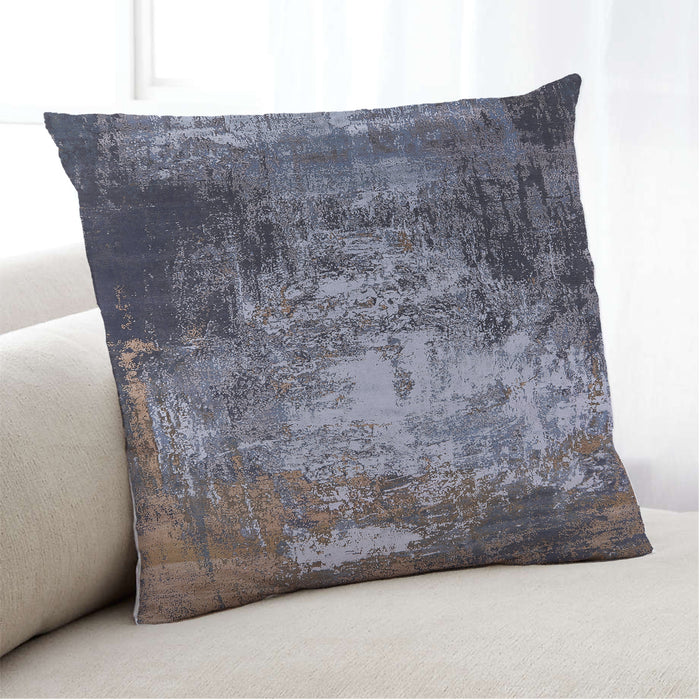 Lifestyle Image of Mid-Century Modern Urban Square Charcoal Blue Throw Pillow, 18 inch by 18 inch, pwurb2784