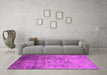 Machine Washable Oriental Pink Industrial Rug in a Living Room, wshurb2785pnk