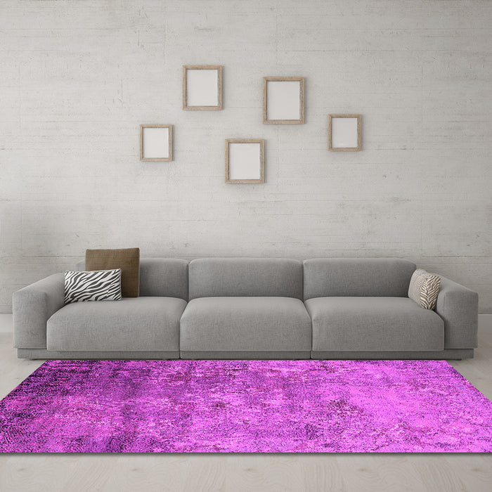 Machine Washable Oriental Pink Industrial Rug in a Living Room, wshurb2785pnk