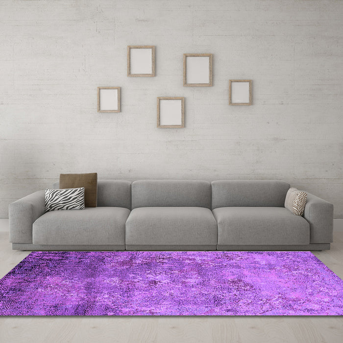 Machine Washable Oriental Purple Industrial Area Rugs in a Living Room, wshurb2785pur