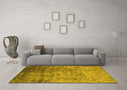 Machine Washable Oriental Yellow Industrial Rug in a Living Room, wshurb2785yw