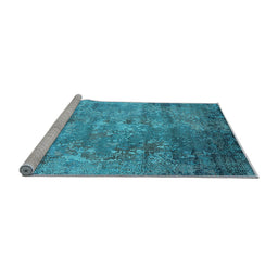 Sideview of Machine Washable Oriental Light Blue Industrial Rug, wshurb2785lblu