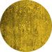 Round Oriental Yellow Industrial Rug, urb2785yw