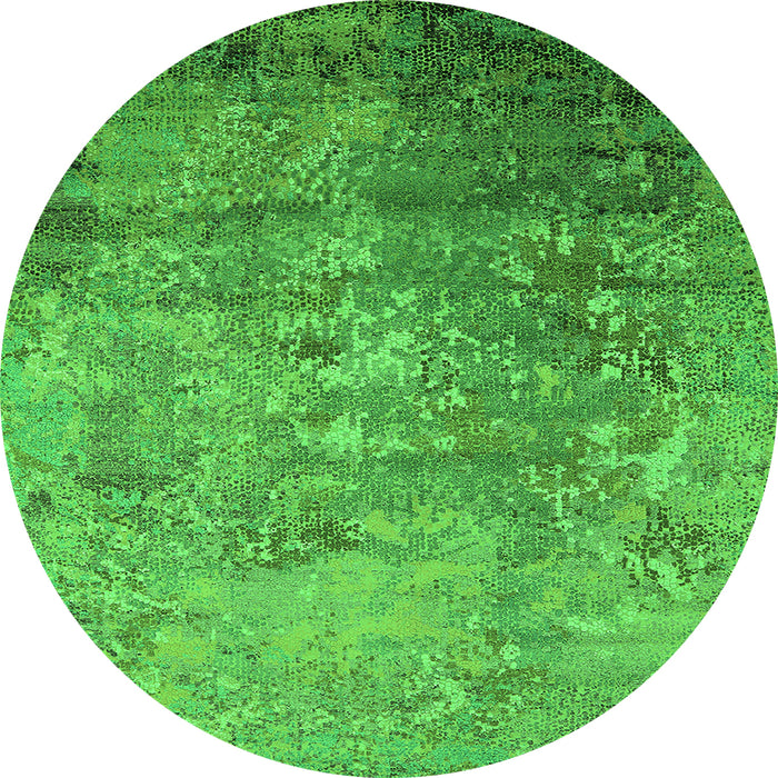 Round Oriental Green Industrial Rug, urb2785grn