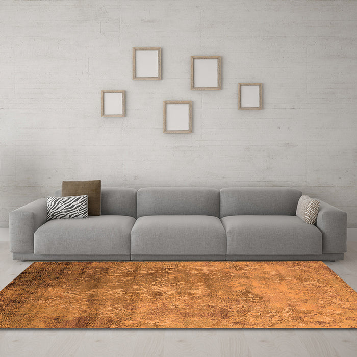 Machine Washable Oriental Orange Industrial Area Rugs in a Living Room, wshurb2785org