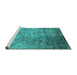 Sideview of Machine Washable Oriental Turquoise Industrial Area Rugs, wshurb2785turq