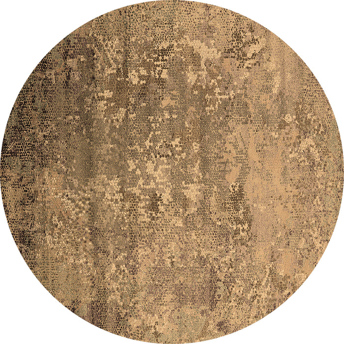 Round Oriental Brown Industrial Rug, urb2785brn