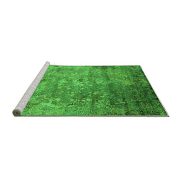 Sideview of Machine Washable Oriental Green Industrial Area Rugs, wshurb2785grn