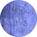 Round Oriental Blue Industrial Rug, urb2785blu