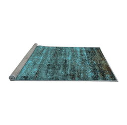 Sideview of Machine Washable Oriental Light Blue Industrial Rug, wshurb2786lblu