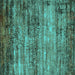 Square Machine Washable Oriental Turquoise Industrial Area Rugs, wshurb2786turq