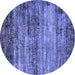 Round Oriental Blue Industrial Rug, urb2786blu