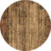 Round Oriental Brown Industrial Rug, urb2786brn