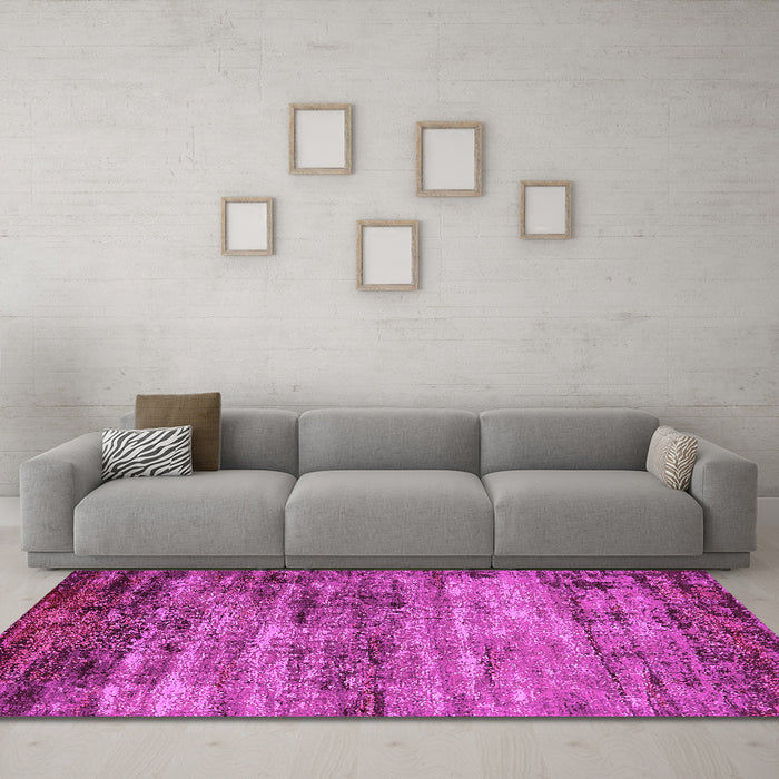 Machine Washable Oriental Pink Industrial Rug in a Living Room, wshurb2786pnk