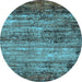 Round Oriental Light Blue Industrial Rug, urb2786lblu