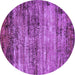 Round Machine Washable Oriental Purple Industrial Area Rugs, wshurb2786pur