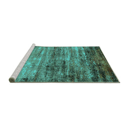 Sideview of Machine Washable Oriental Turquoise Industrial Area Rugs, wshurb2786turq