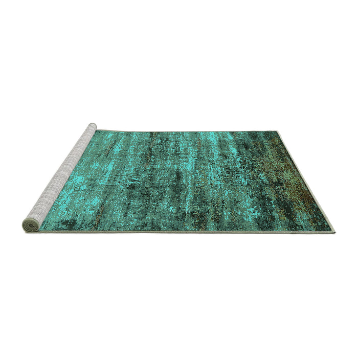 Sideview of Machine Washable Oriental Turquoise Industrial Area Rugs, wshurb2786turq