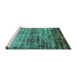 Sideview of Machine Washable Oriental Turquoise Industrial Area Rugs, wshurb2786turq