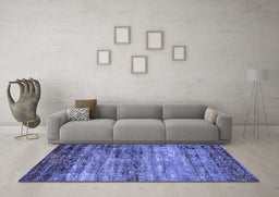 Machine Washable Oriental Blue Industrial Rug in a Living Room, wshurb2786blu