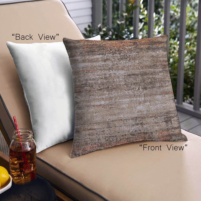 Front View of Mid-Century Modern Urban Square Sepia Brown Throw Pillow, 18 inch by 18 inch, pwurb2786