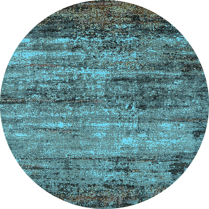 Round Machine Washable Oriental Light Blue Industrial Rug, wshurb2786lblu