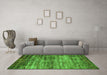 Machine Washable Oriental Green Industrial Area Rugs in a Living Room,, wshurb2786grn