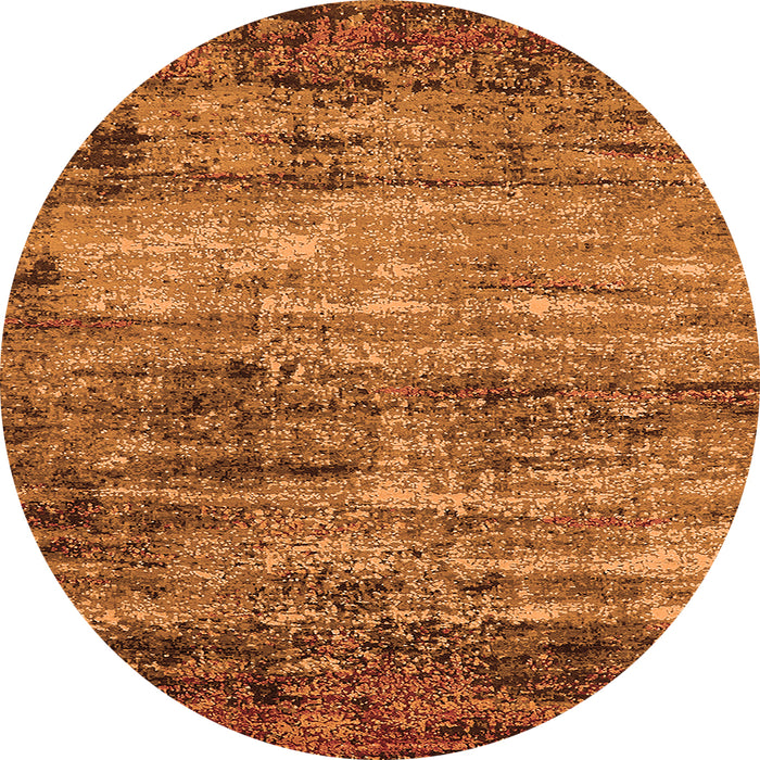 Round Machine Washable Oriental Orange Industrial Area Rugs, wshurb2786org