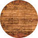 Round Machine Washable Oriental Orange Industrial Area Rugs, wshurb2786org