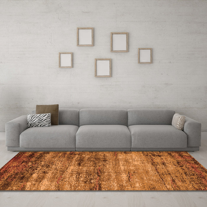 Machine Washable Oriental Orange Industrial Area Rugs in a Living Room, wshurb2786org