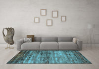 Machine Washable Oriental Light Blue Industrial Rug, wshurb2786lblu