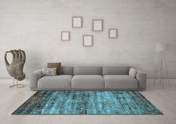 Machine Washable Oriental Light Blue Industrial Rug in a Living Room, wshurb2786lblu