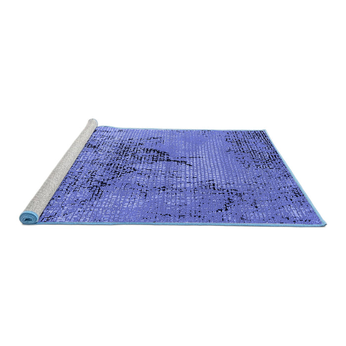 Sideview of Machine Washable Oriental Blue Industrial Rug, wshurb2787blu